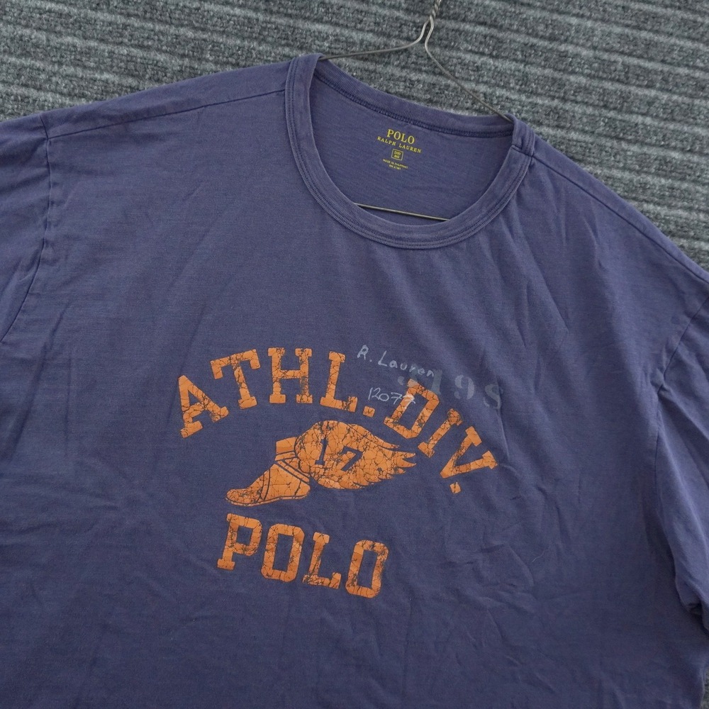 Polo Ralph Lauren T-Shirt Mens 2XB Blue Graphic Athl Div Winged Foot
